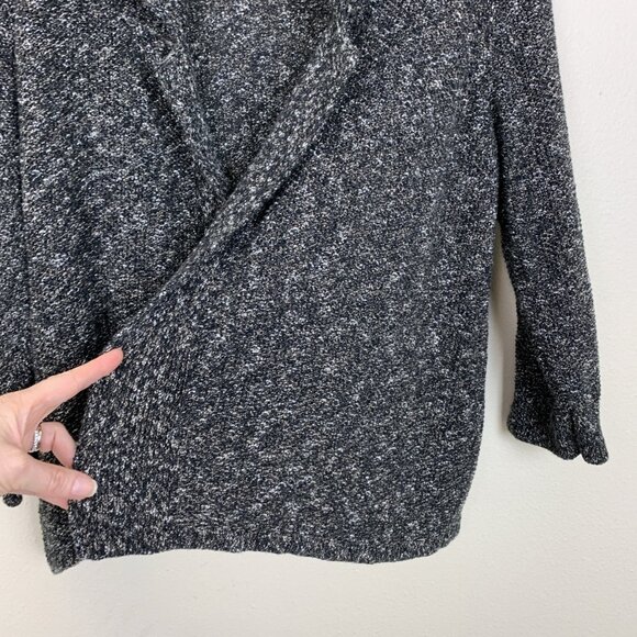 Eileen Fisher Womens M Cardigan Sweater Open Front Black Organic Cotton Linen - Picture 5 of 11